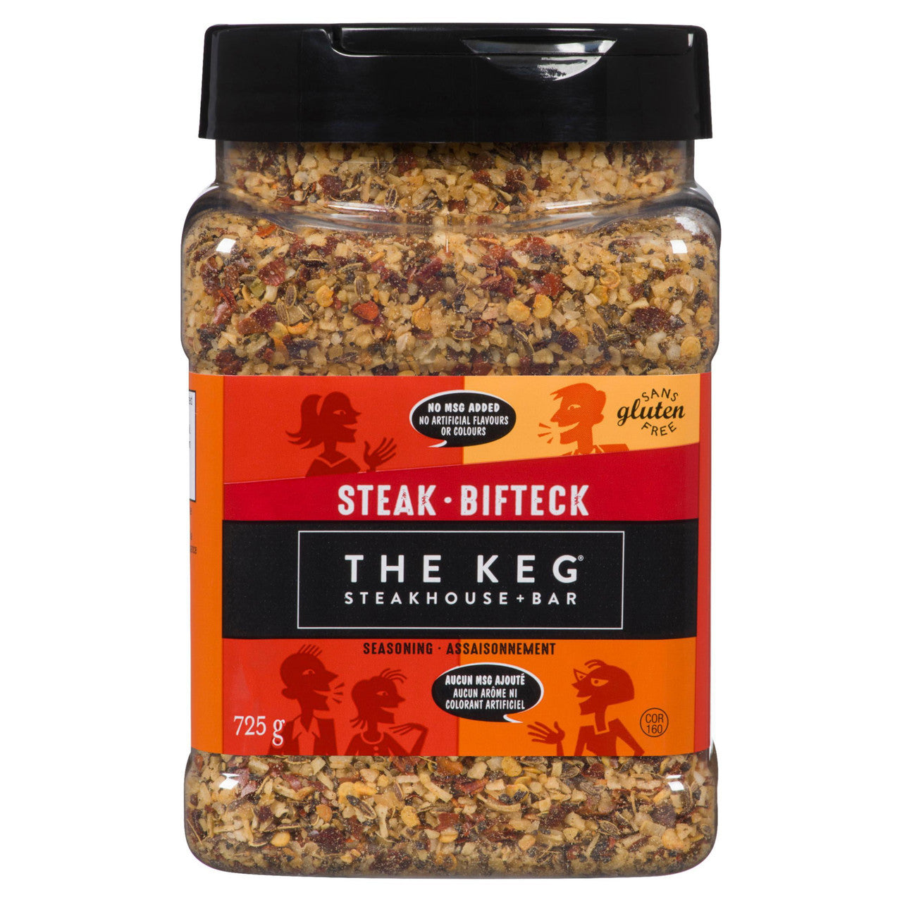 The Keg Steakhouse Steak Seasoning, No MSG Added, 725g/1.6 lbs. Bottle Front Side