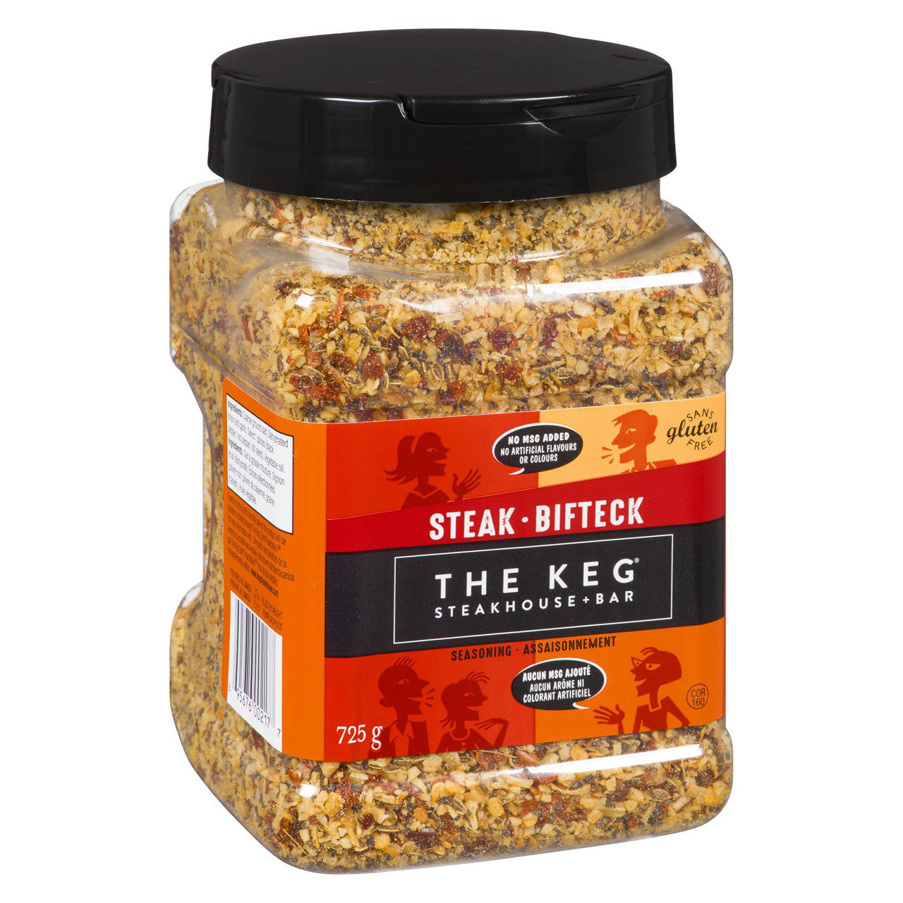 The Keg Steakhouse Steak Seasoning, No MSG Added, 725g/1.6 lbs. Bottle Left Angle