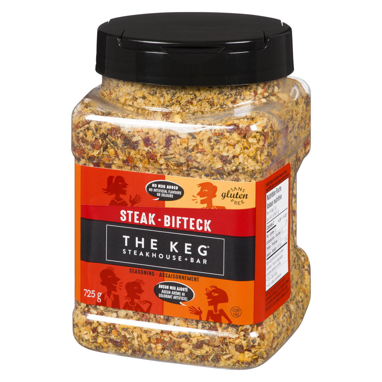 The Keg Steakhouse Steak Seasoning, No MSG Added, 725g/1.6 lbs. Bottle Right Angle