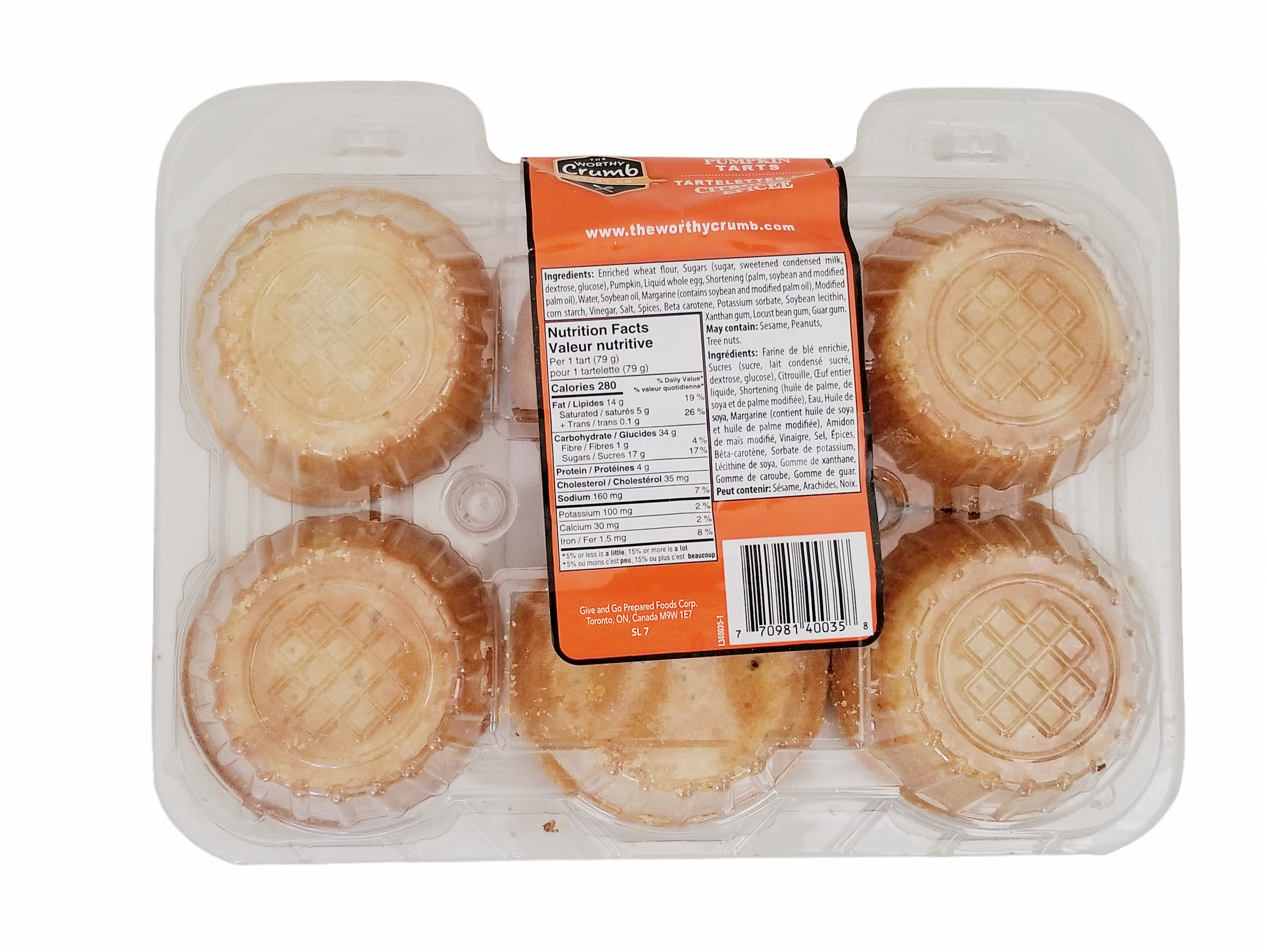 Packaged The Worthy Crumb Spiced Pumpkin Tarts - 475g/16.7 oz with a visible brand label on a white background