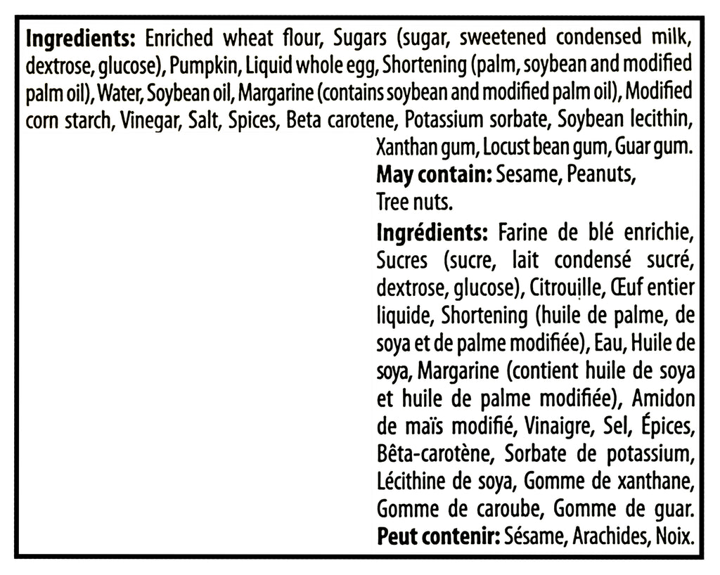 Ingredients list for The Worthy Crumb Spiced Pumpkin Tarts - 475g/16.7 oz on a white background
