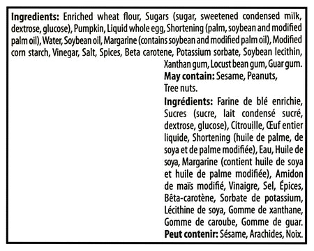 Ingredients list for The Worthy Crumb Spiced Pumpkin Tarts - 475g/16.7 oz on a white background