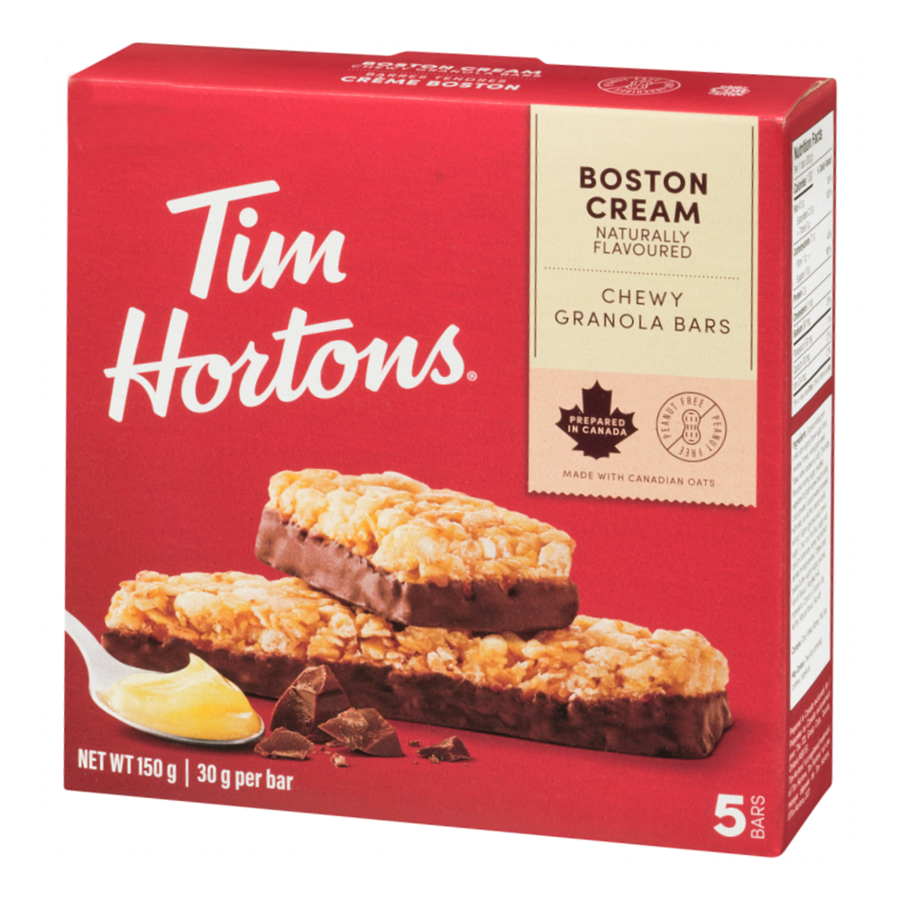 Tim Hortons Boston Cream Granola Bars, Peanut Free, 5 Count, 150g/5.25 oz. Box