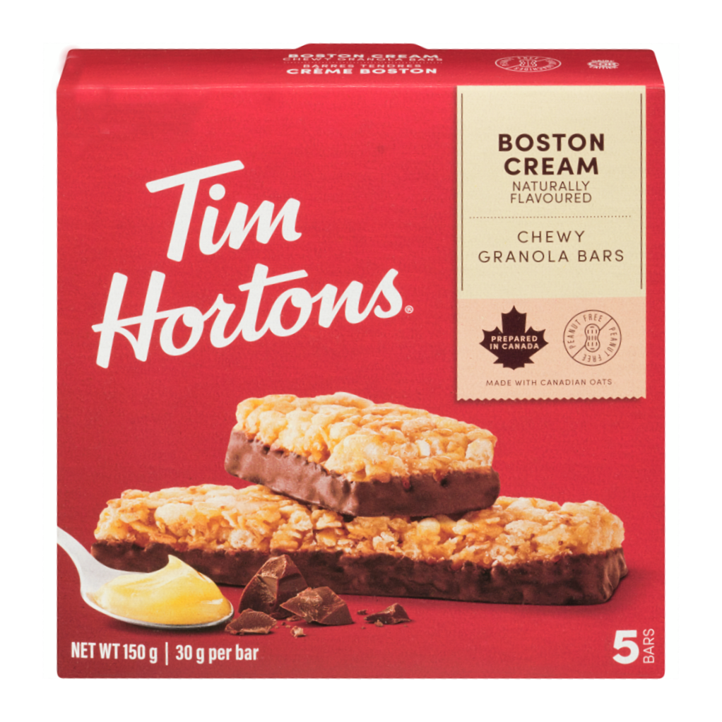 Tim Hortons Boston Cream Granola Bars, Peanut Free, 5 Count, 150g/5.25 oz. Box