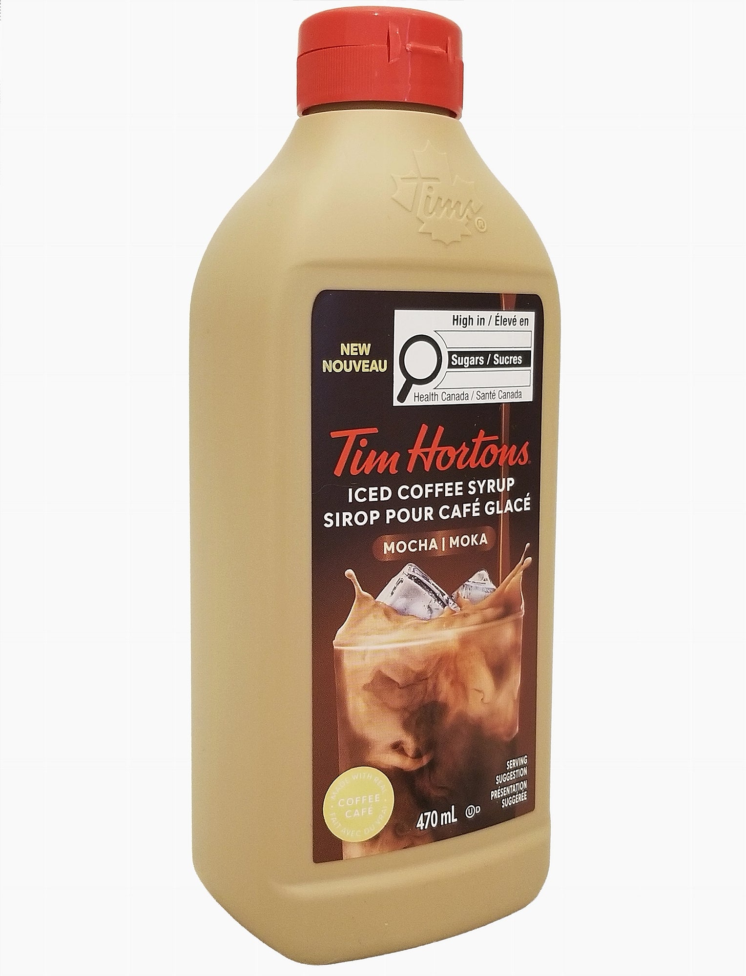 Tim Hortons Iced Coffee Syrup Mocha 470ml angle view coffee flavor syrup