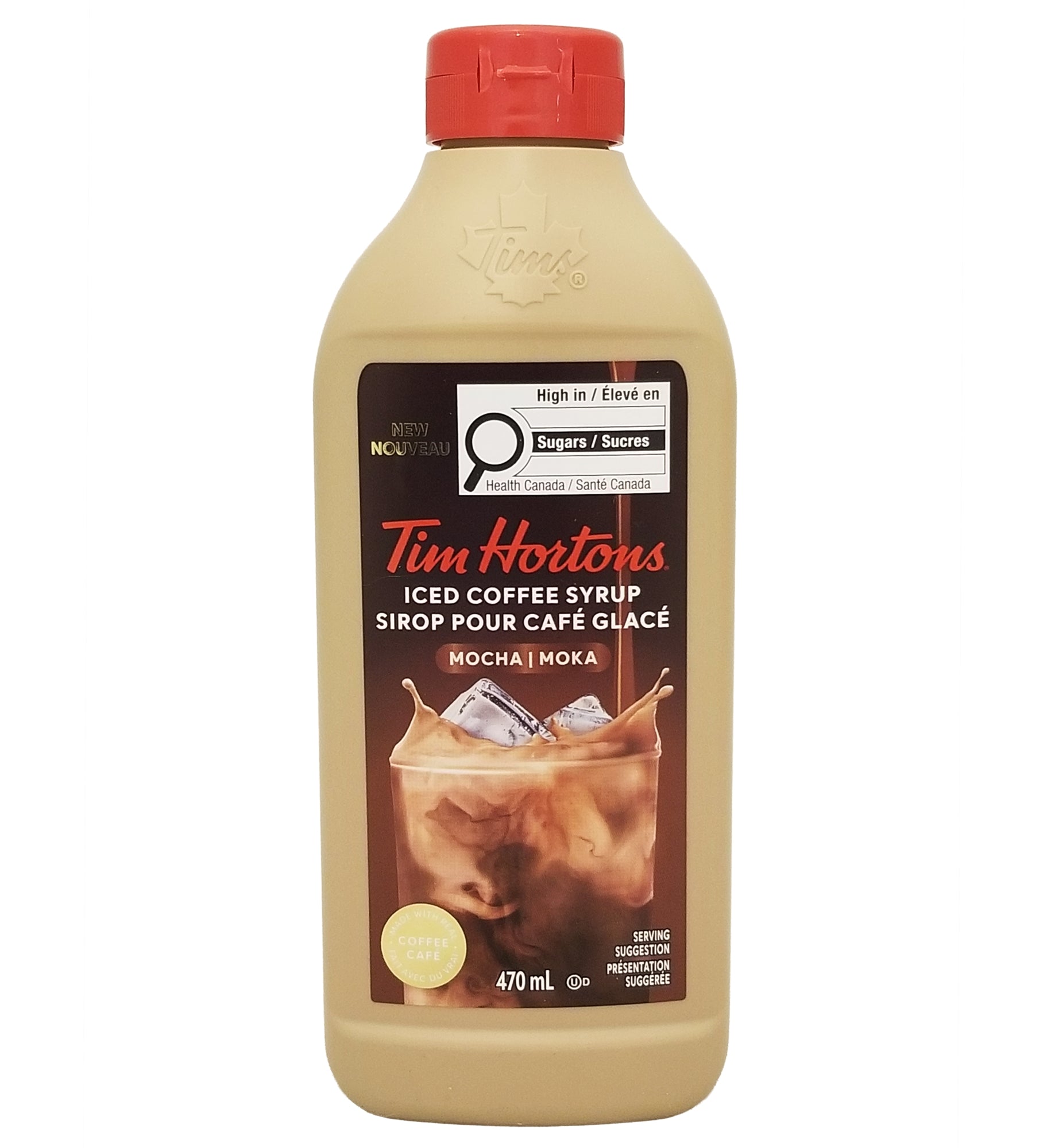 Tim Hortons Iced Coffee Syrup Mocha 470ml front view Canadian coffee syrup