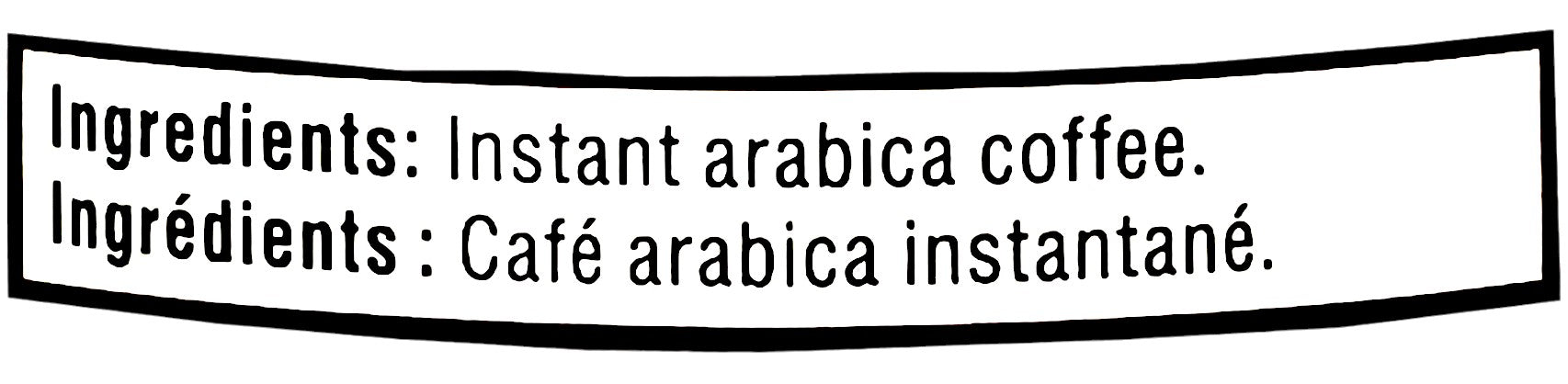 Tim Hortons 100% Colombian Instant Coffee (Intense Dark Roast) 100g/3.5oz., Jar, ingredients label.