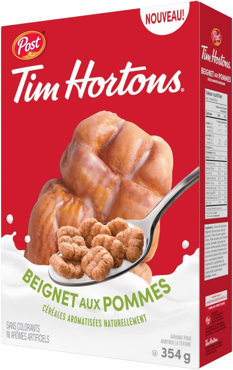 Tim Hortons Apple Fritter Breakfast Cereal, 354g/12.4 oz. Box Right Side