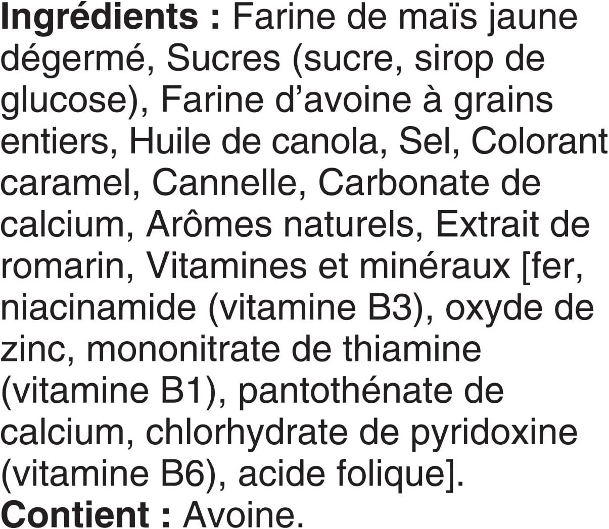 Tim Hortons Apple Fritter Breakfast Cereal, 354g/12.4 oz. Ingredients  in French