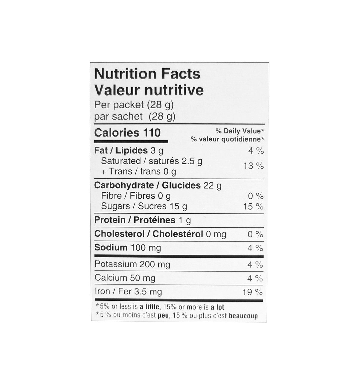 Tim Hortons Double Double Instant Coffee Mix, 8 x 28g/1 oz. Box Nutritional Facts