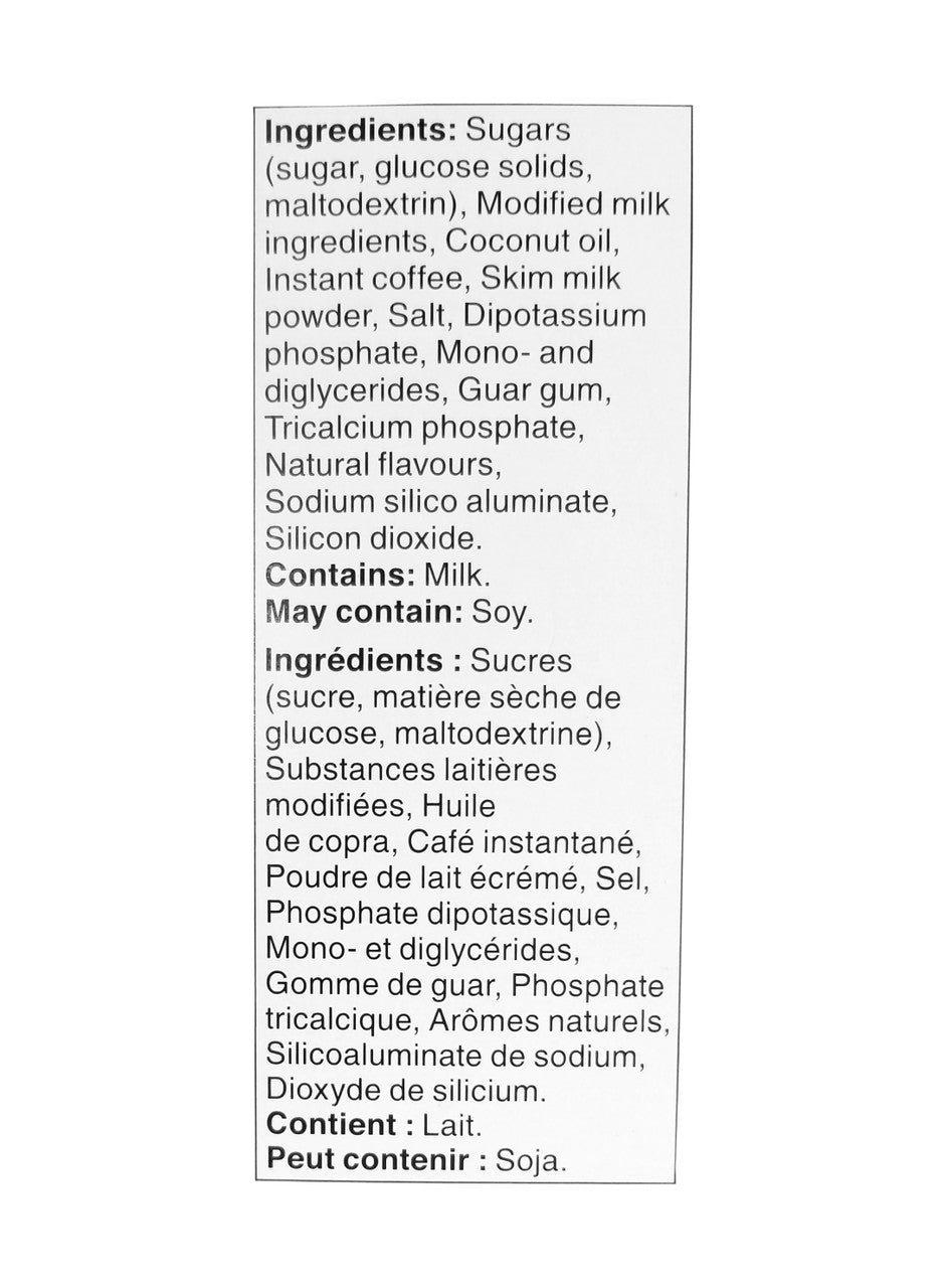 Tim Hortons Double Double Instant Coffee Mix, 8 x 28g/1 oz. Box Ingredients