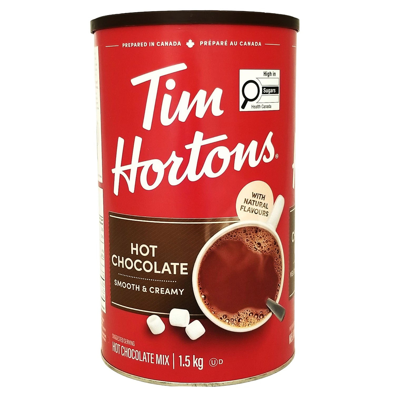 Tim Hortons Hot Chocolate Mix 1.5 kg canister, front view