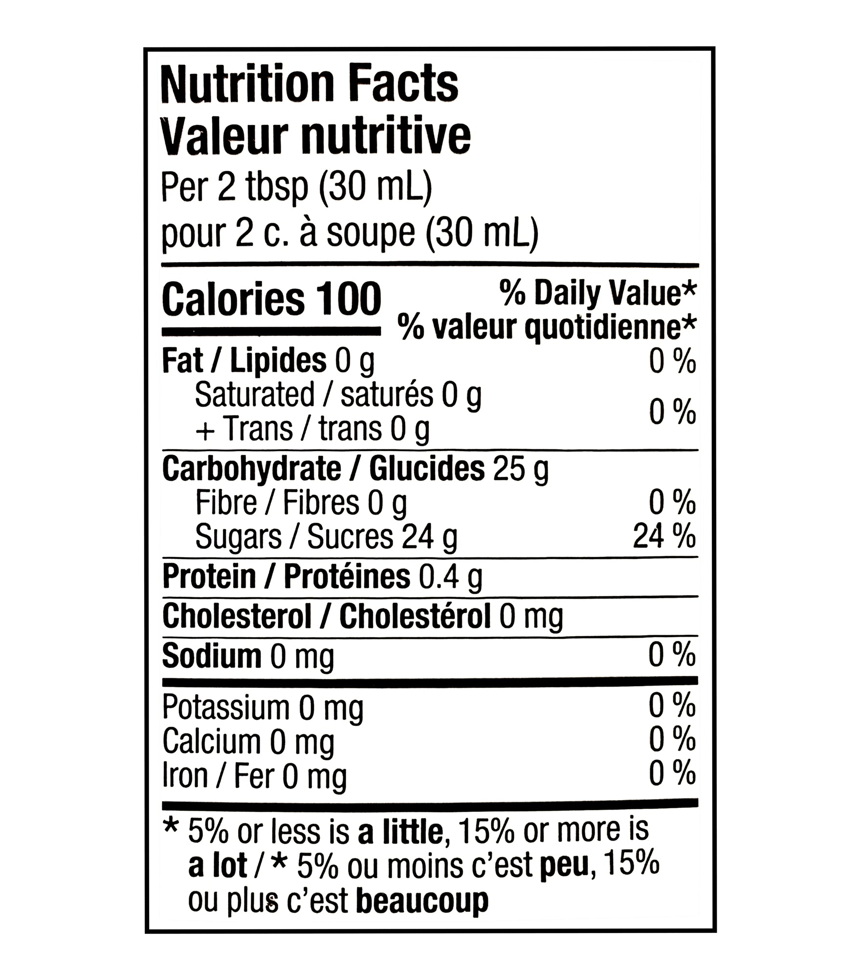 Tim Hortons Iced Coffee Syrup Cappuccino 470ml nutrition facts label