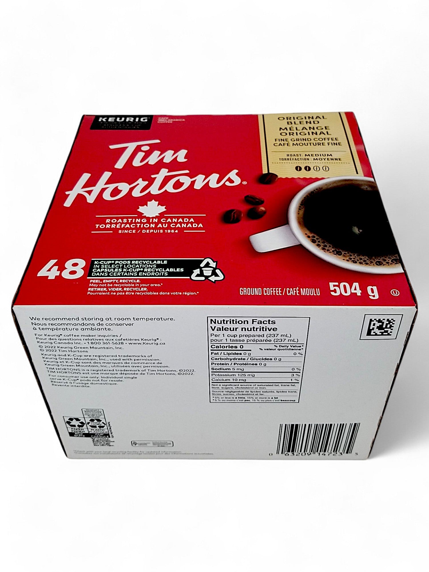 Tim Hortons Original Blend Coffee Box, Medium Roast - 48 K-Cups - Bottom