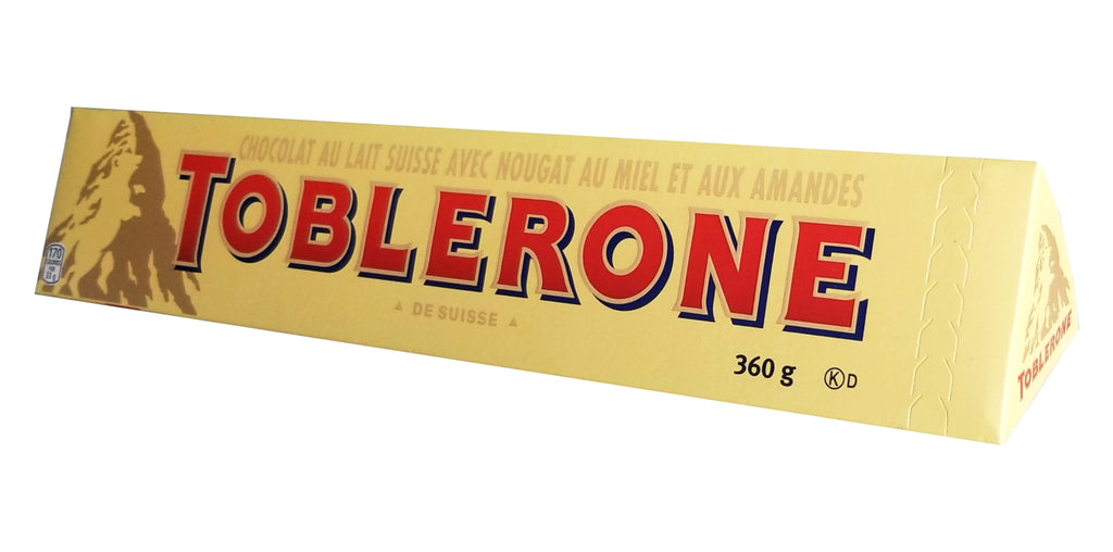 Toblerone Swiss Milk Chocolate With Honey & Almond Nougat, 360g/12.6 oz. Bar {Imported from Canada}