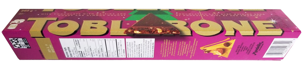 Toblerone Milk Chocolate With Raisins and Honey & Almond Nougat, 360g/12.6 oz. Bar {Imported from Canada}