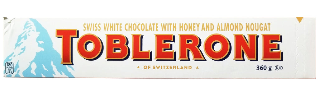 Toblerone Swiss White Chocolate With Honey & Almond Nougat, 360g/12.6 oz. Bar {Imported from Canada}