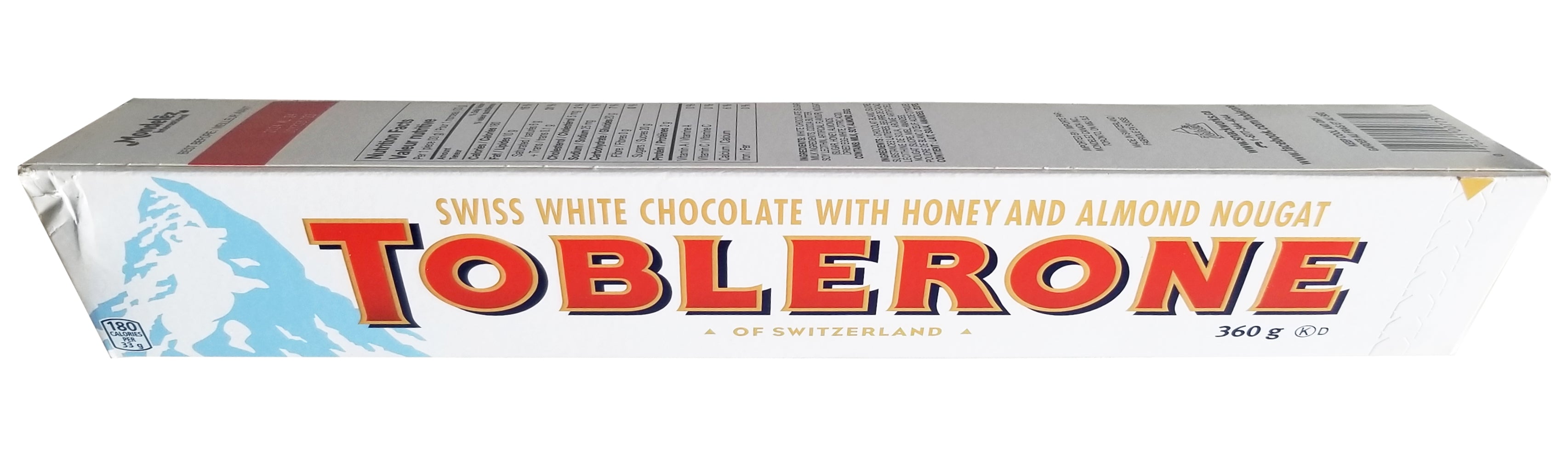Toblerone Swiss White Chocolate With Honey & Almond Nougat, 360g/12.6 oz. Bar {Imported from Canada}