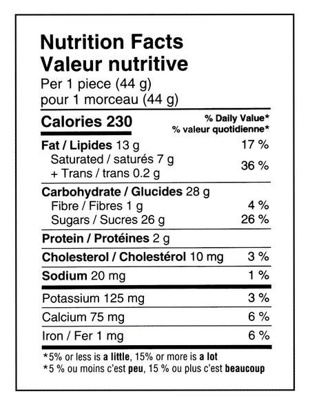 Toblerone Milk Chocolate with Honey & Almond Nougat – 750g - Nutrition Facts Label