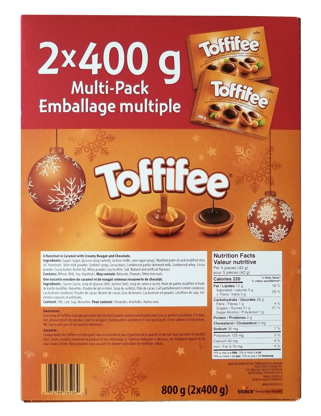 Storck Toffifee Chocolate, Christmas Gift Box, 2 x 400g/14 oz. Box {Imported from Canada}