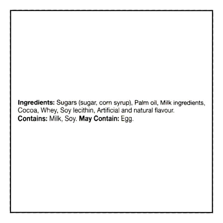 Text displaying ingredients and allergen information for Tootsie Roll Bank, Bite Size Chocolate Midgees, 141g/4.9 oz on a white background