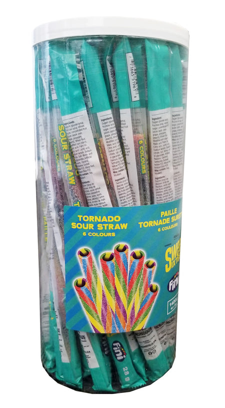 Sweet Sixteen Tornado Sour Straws, 50 x 28g/1 oz. Packages, 1.4kg/3 lbs.  {Imported from Canada}