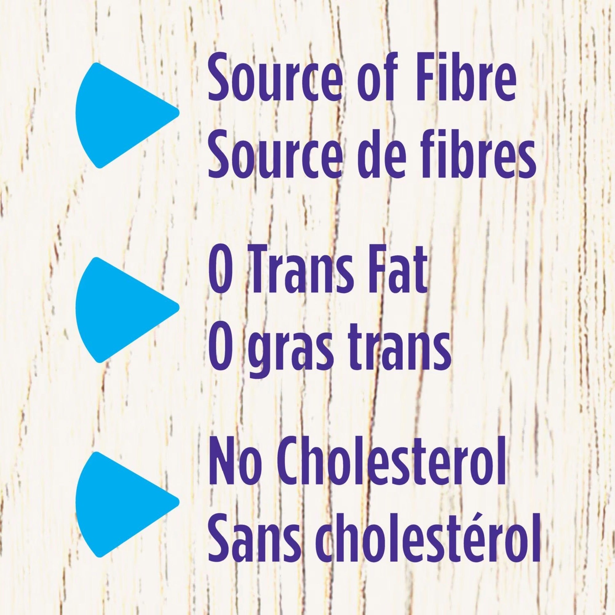 Tostitos package statements identifying a source of fiber, zero trans fat, and no cholesterol.