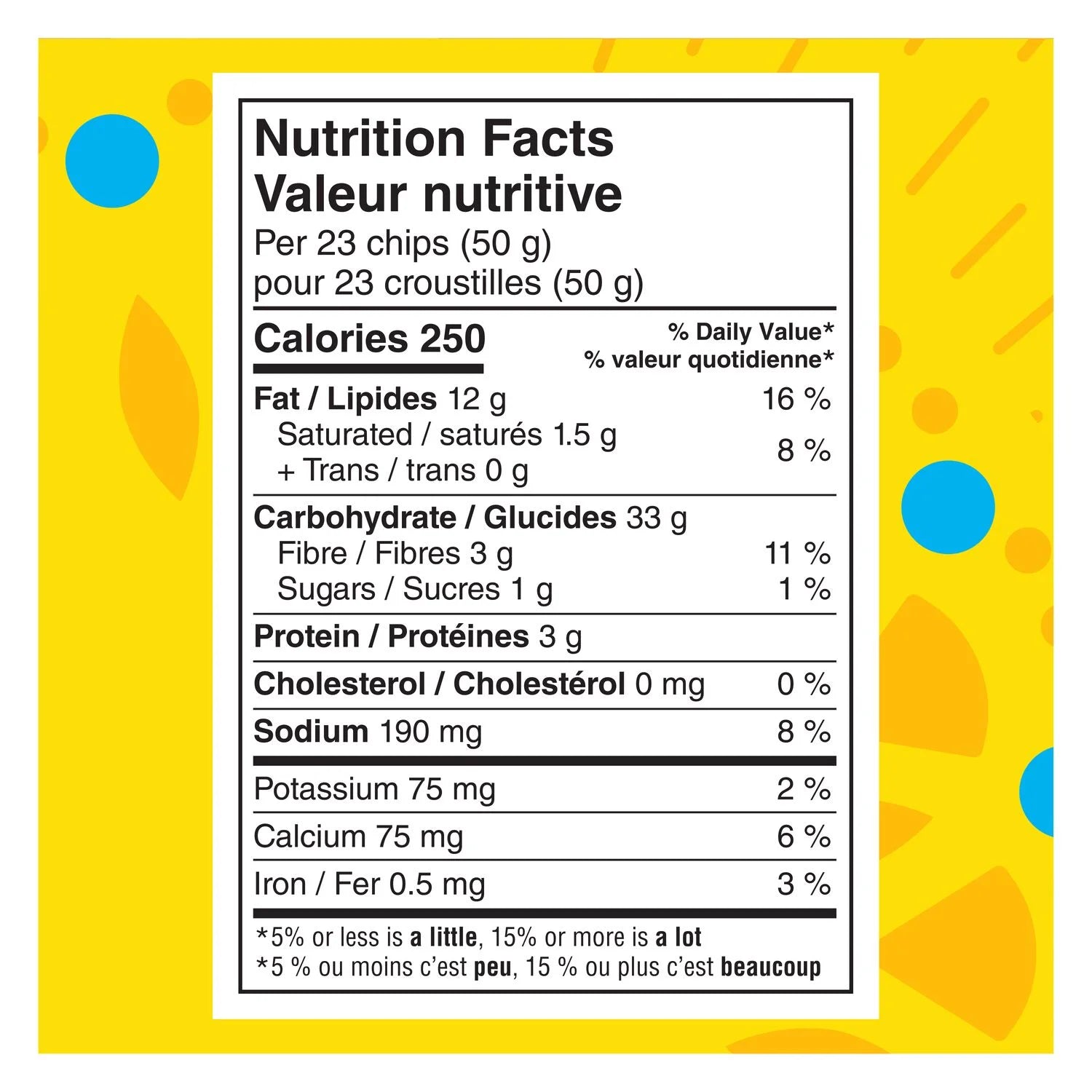 Tostitos Gold Tortilla Chips, nutrition facts label