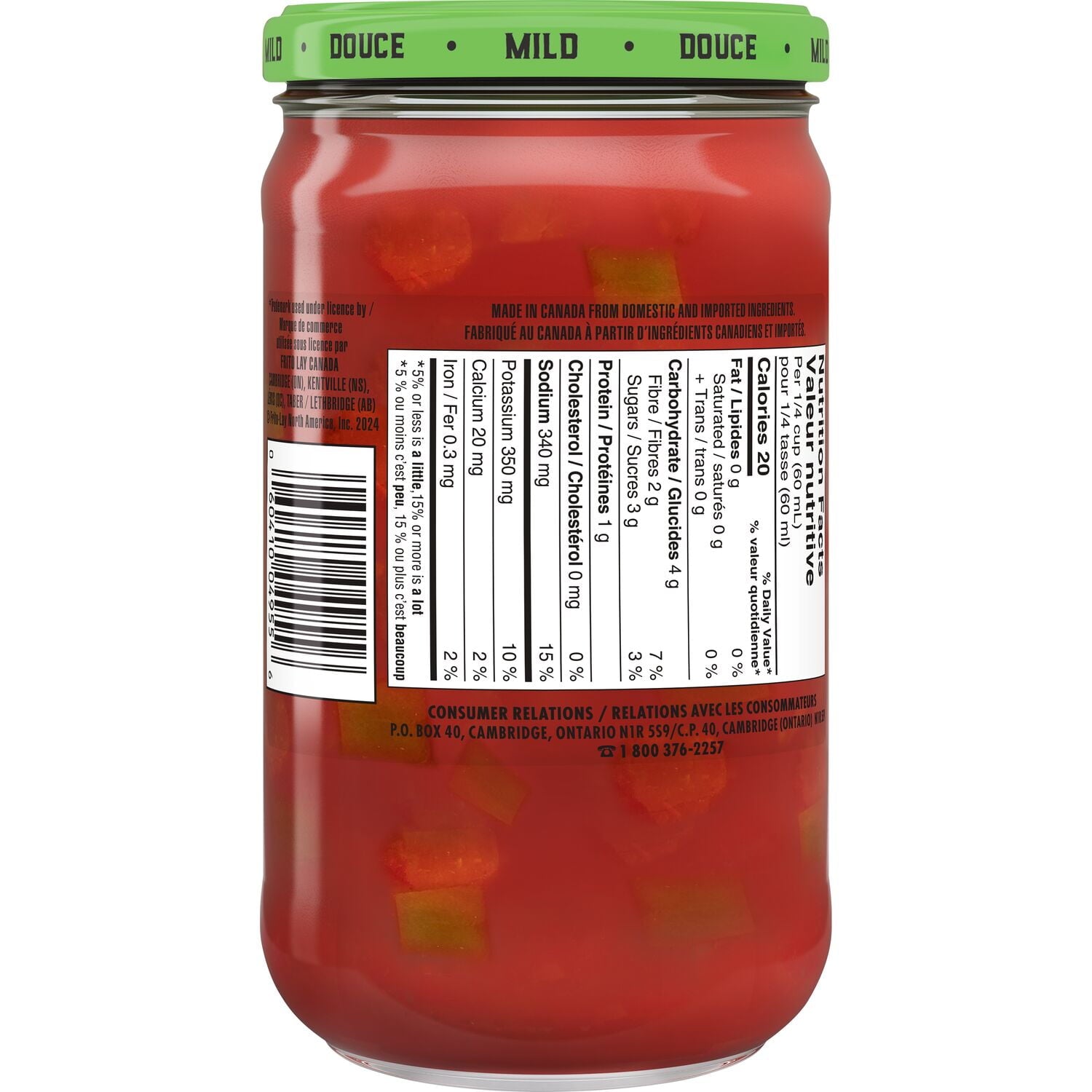 Tostitos Mild Salsa Dip, 645mL/22.5 fl. oz., Jar Back Side