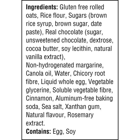 List of ingredients for Treasure Mills Chocolate Chip Wholesome Bites 16ct with a white background