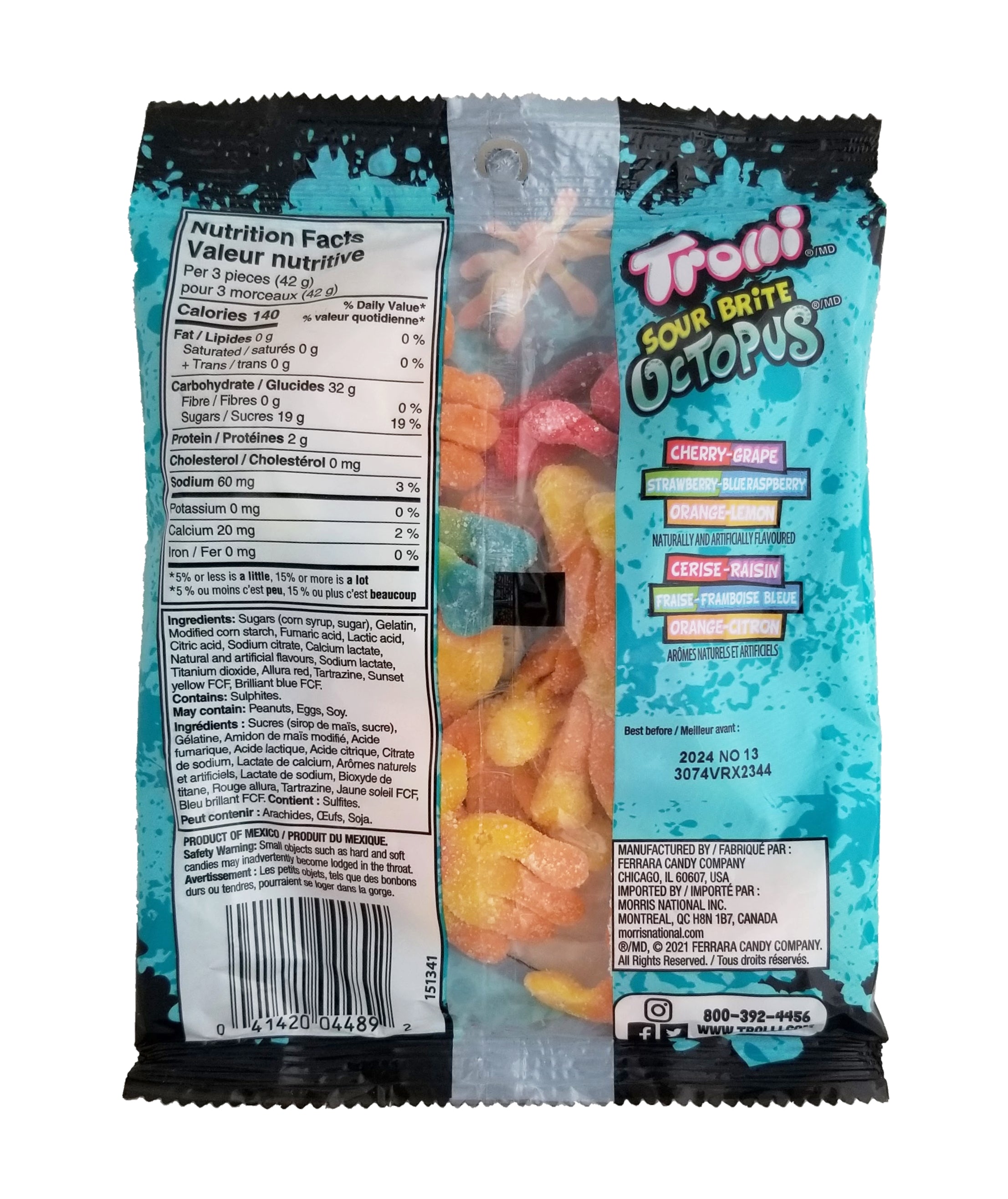 Trolli Sour Brite Octopus, Original Flavor, 120g/4.2 oz