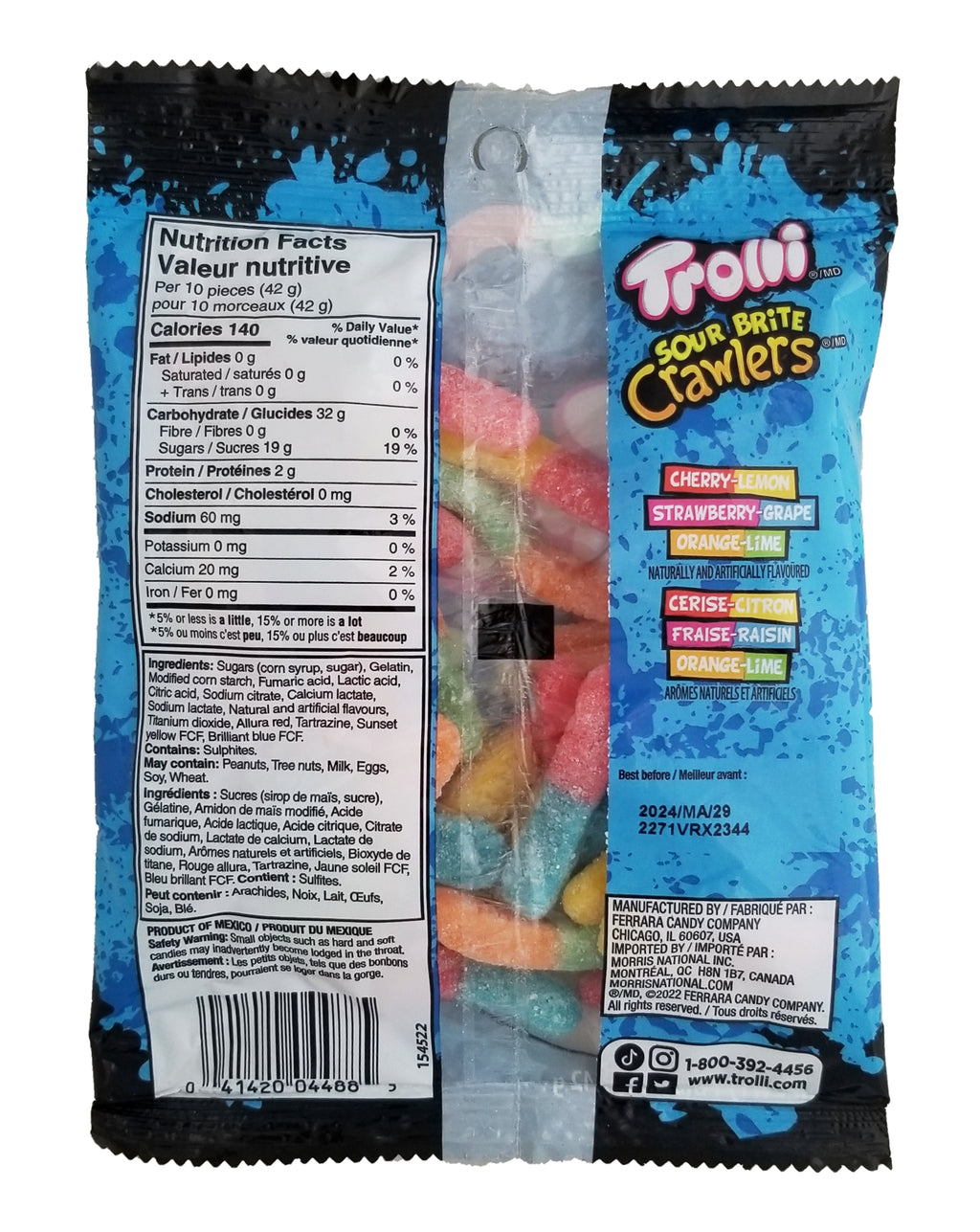 Trolli Sour Brite Crawlers, Original Flavor, 142g/5 oz. {Imported from Canada}