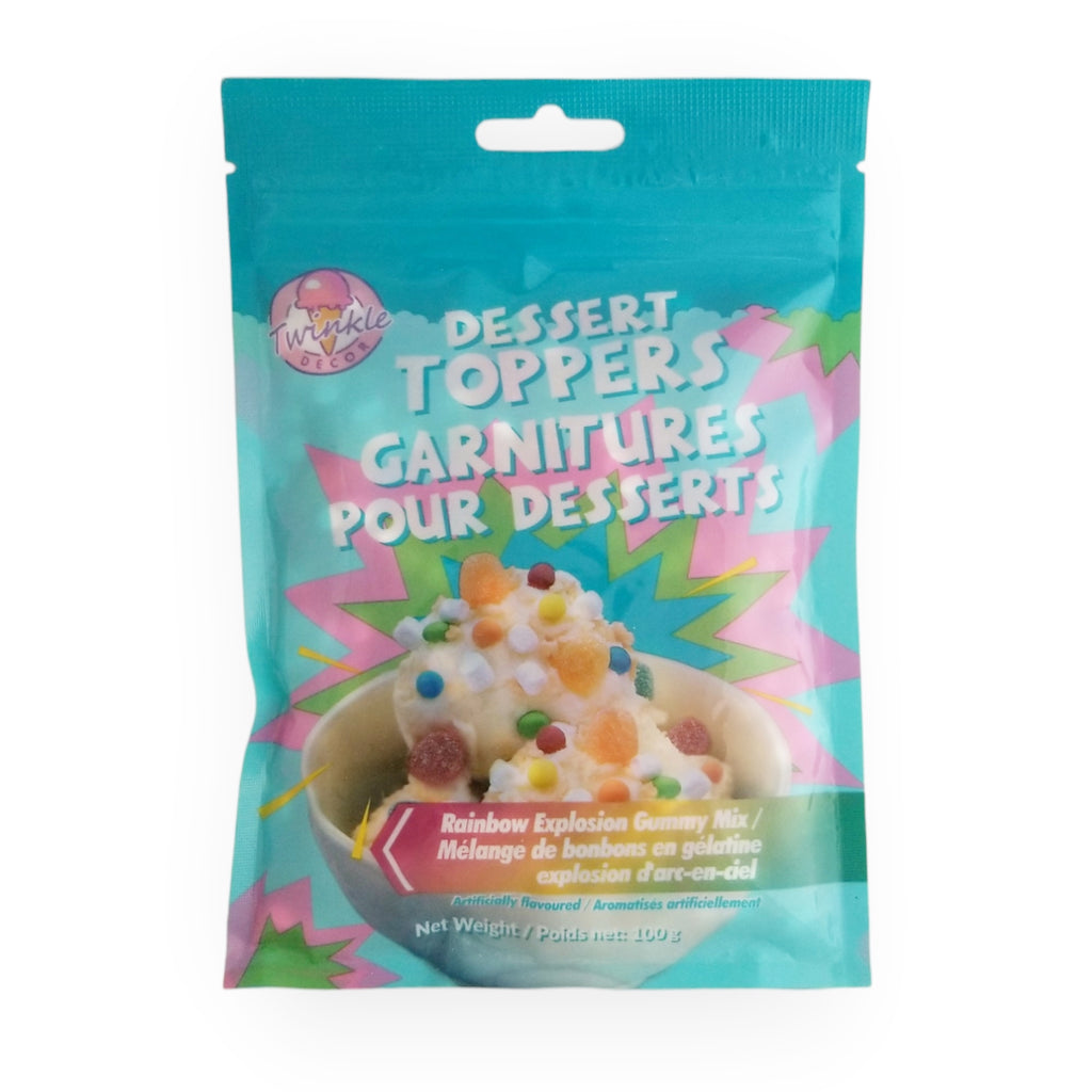 Twinkle Decor Dessert Toppers Rainbow Explosion Gummy Mix, 100g/3.5 oz. Bag