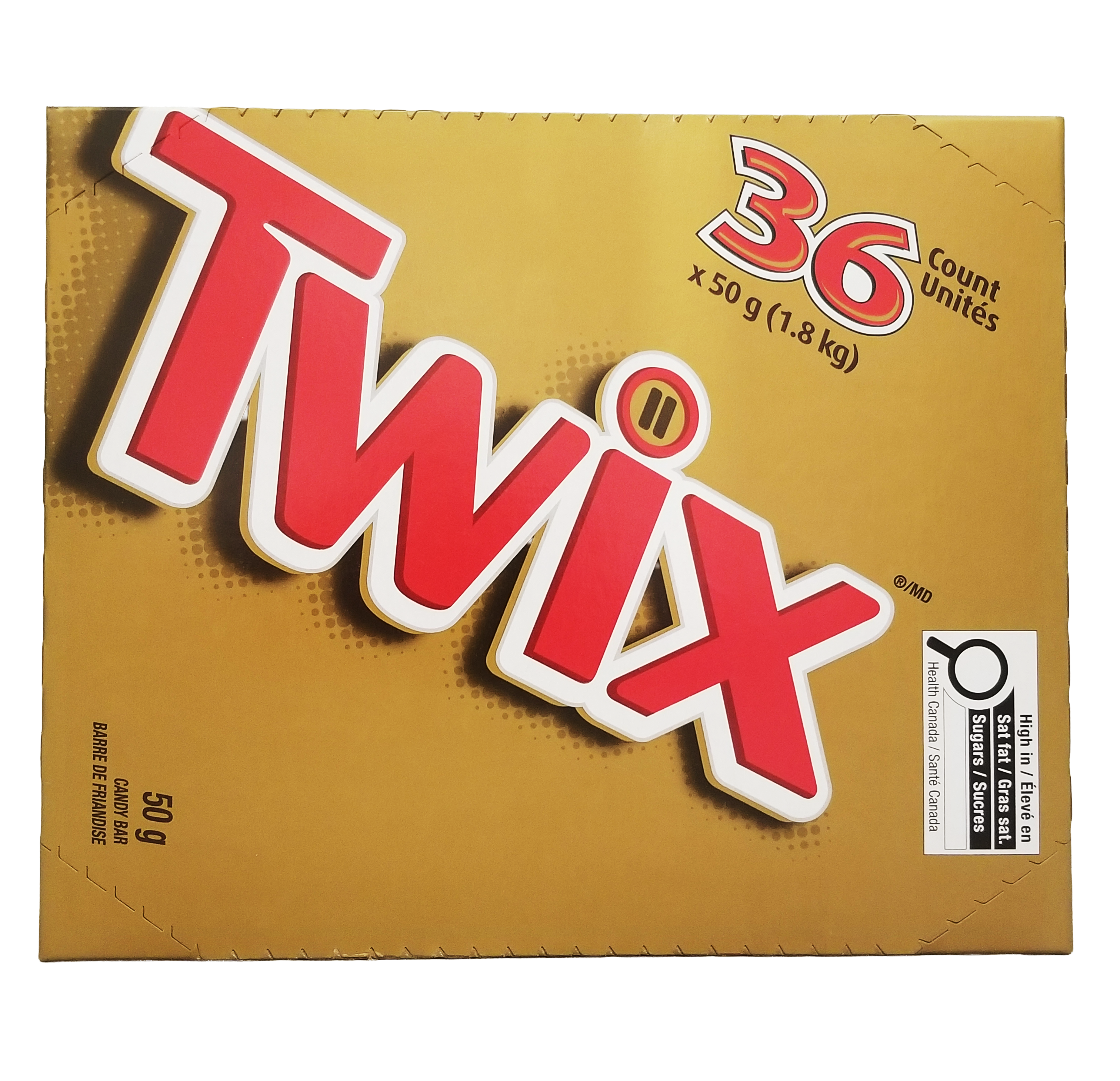 Twix Caramel Cookie Chocolate Bars, Full Size Bars, 36 Pack - 50g Each/1.8 oz