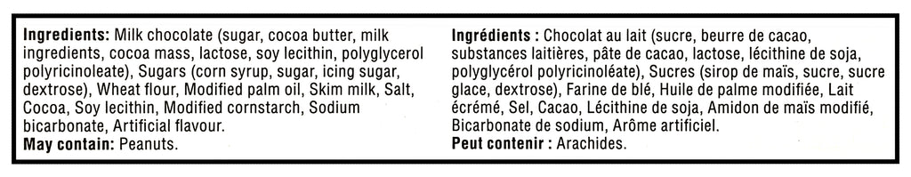 Ingredients list for Twix Caramel Cookie Chocolate Bars
