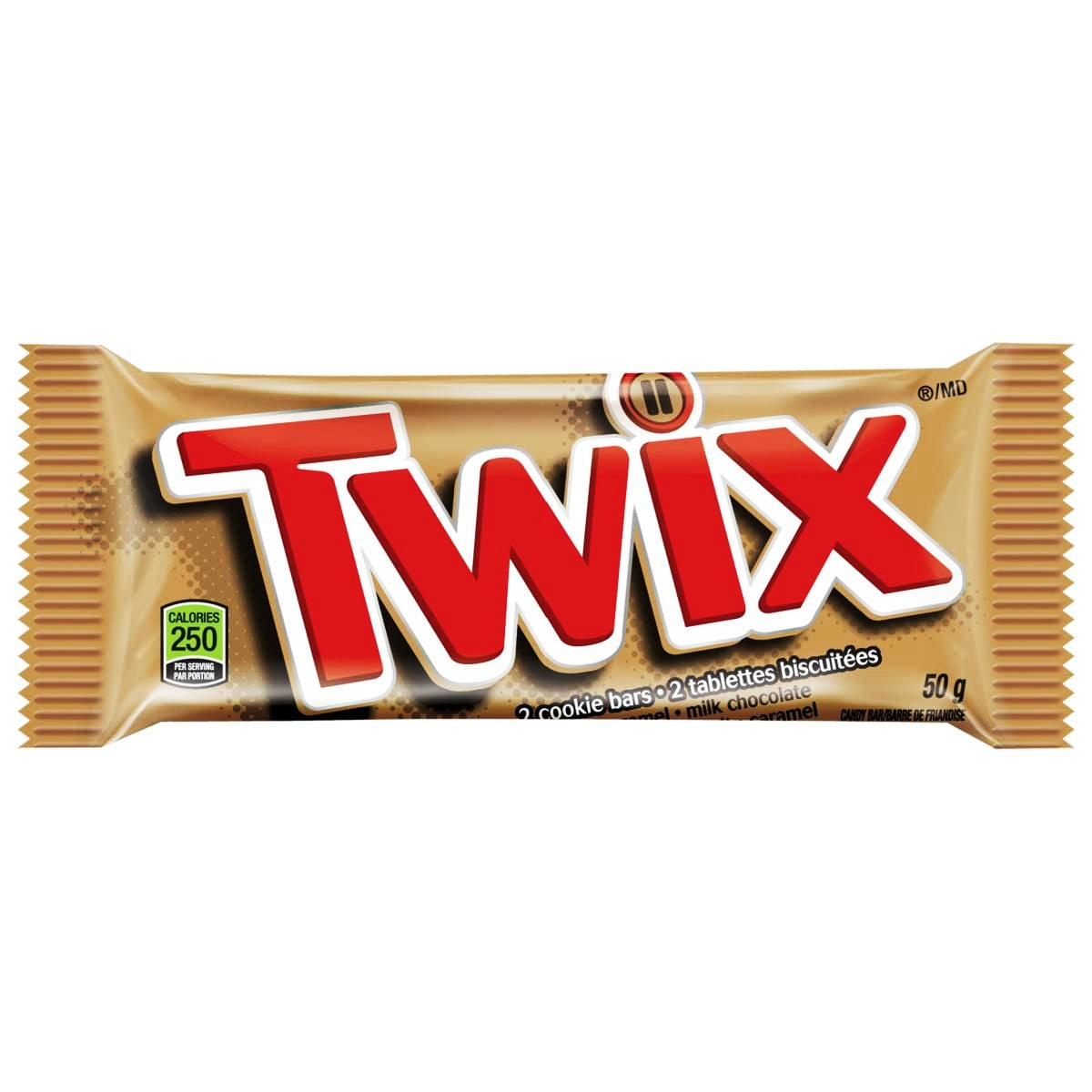 Twix chocolate bar packaging on a white background