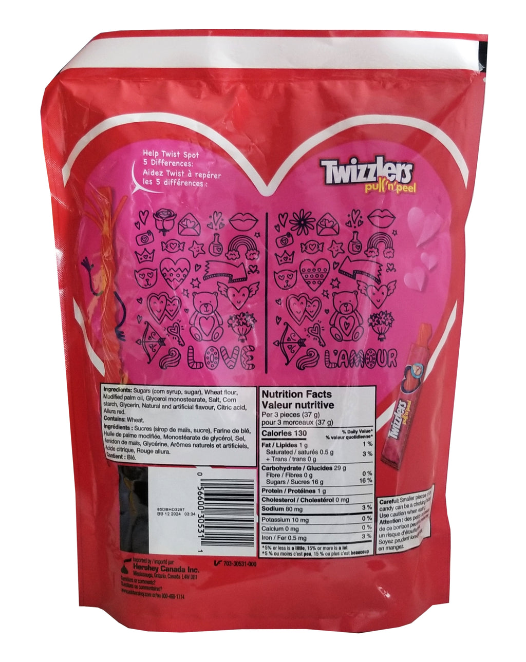 Twizzlers Cherry Pull 'n' Peel Mini-Packs, 30 count, 372g/23 oz