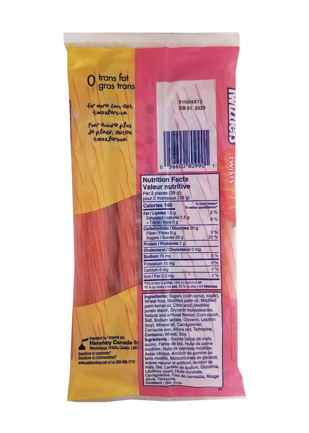 Twizzlers Pink Lemonade Flavored Filled Twists, 311g/11 oz.