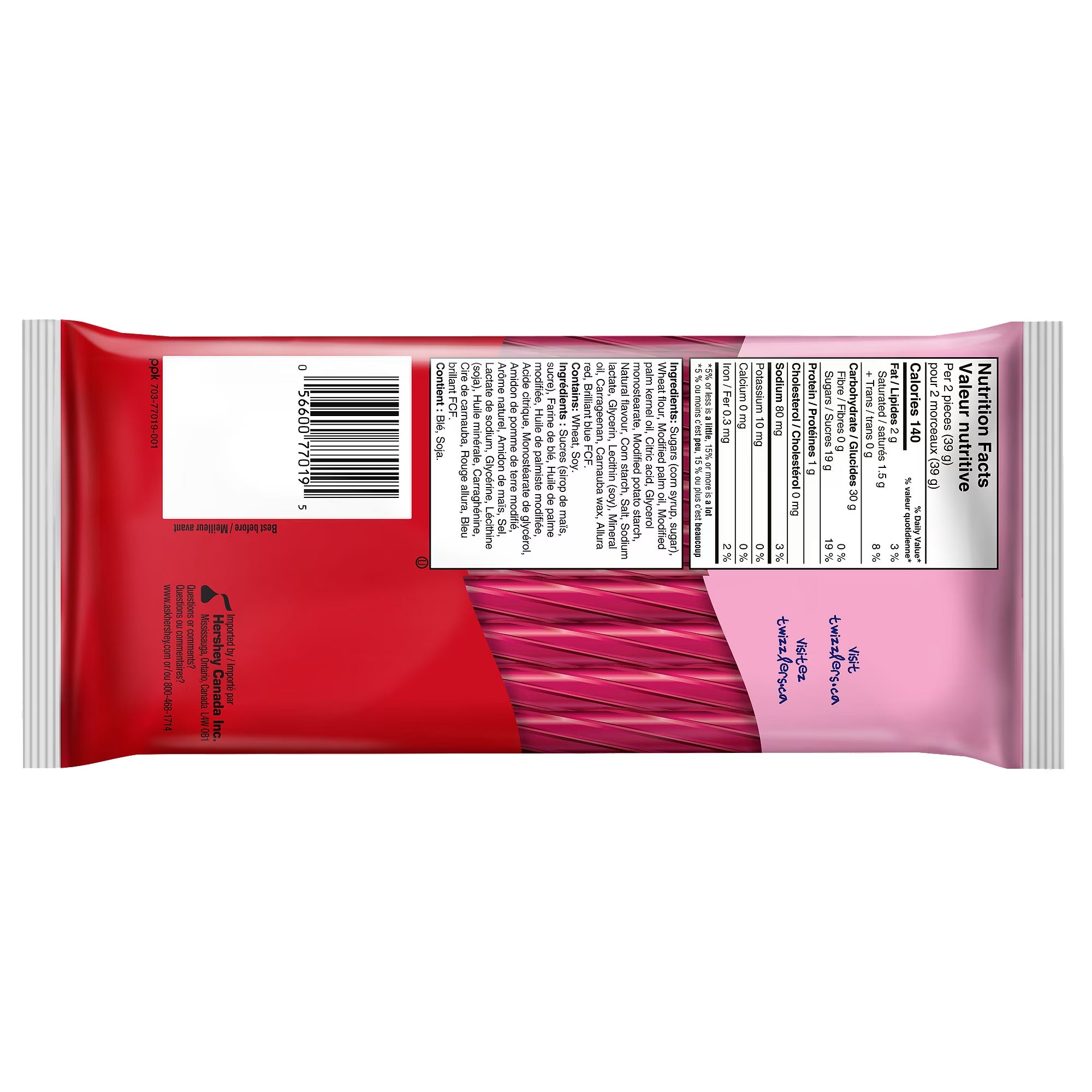 Twizzlers Raspberry Filled Twists Peanut Free 311 g (11 oz)