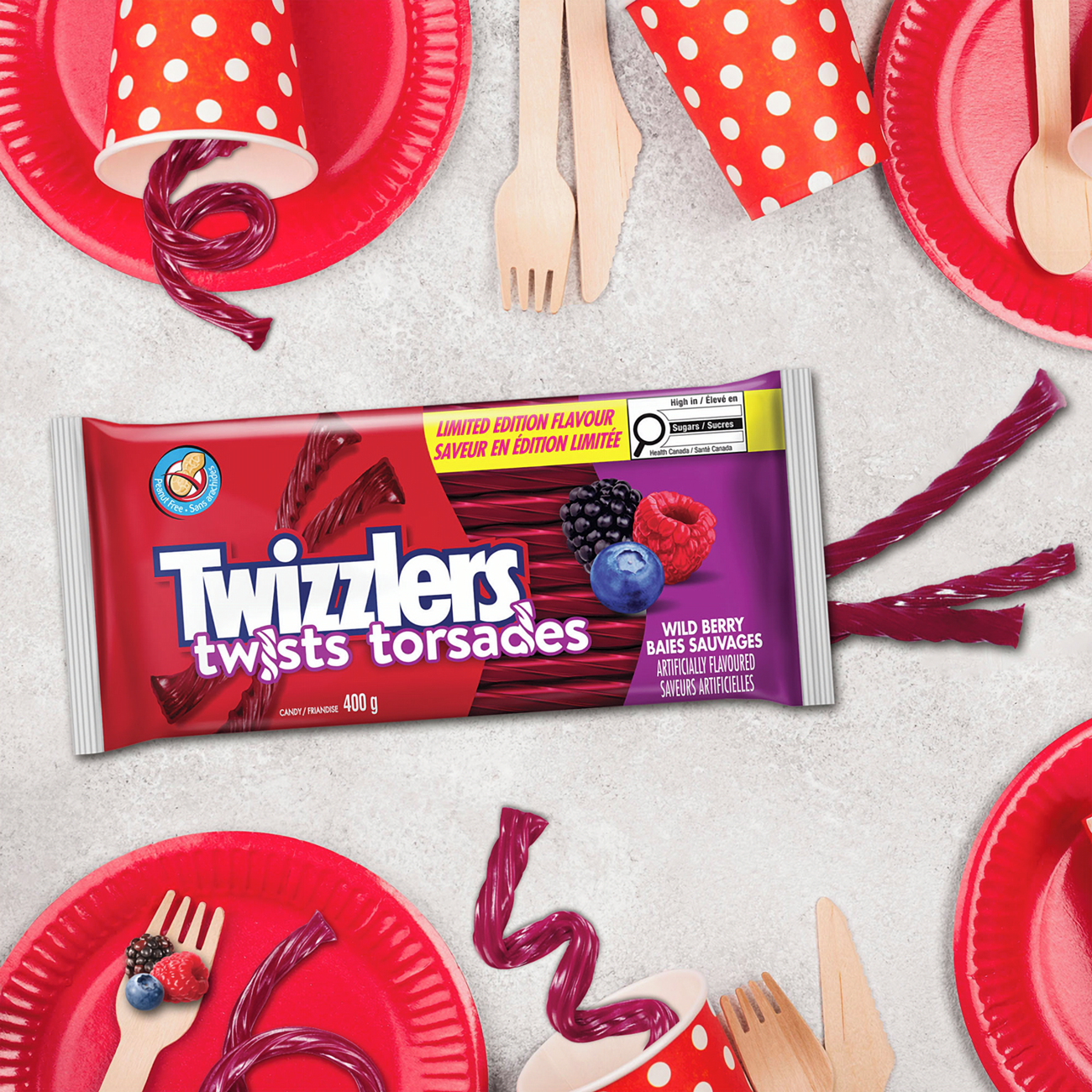 Twizzlers Wild Berry Flavored Twists, 400g/14.1 oz - Perfect Snack
