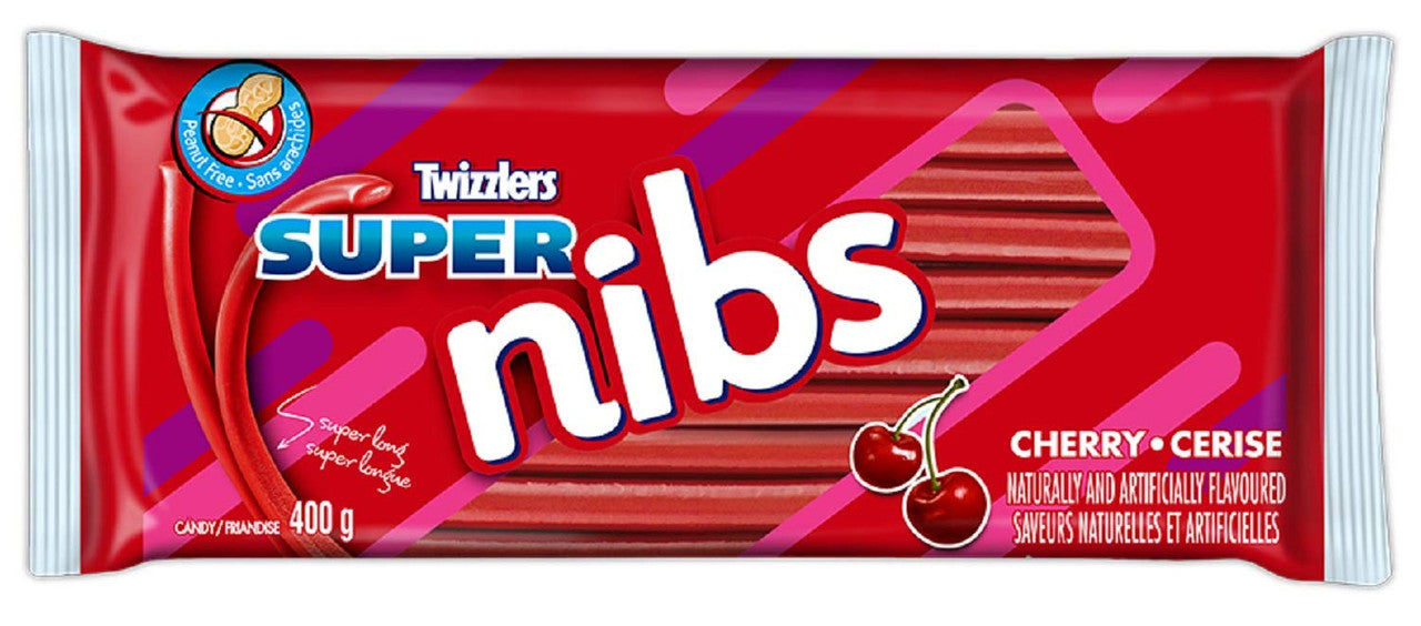 Twizzlers Super Nibs Cherry Flavored (400g /14oz per pack) Bag Front Side