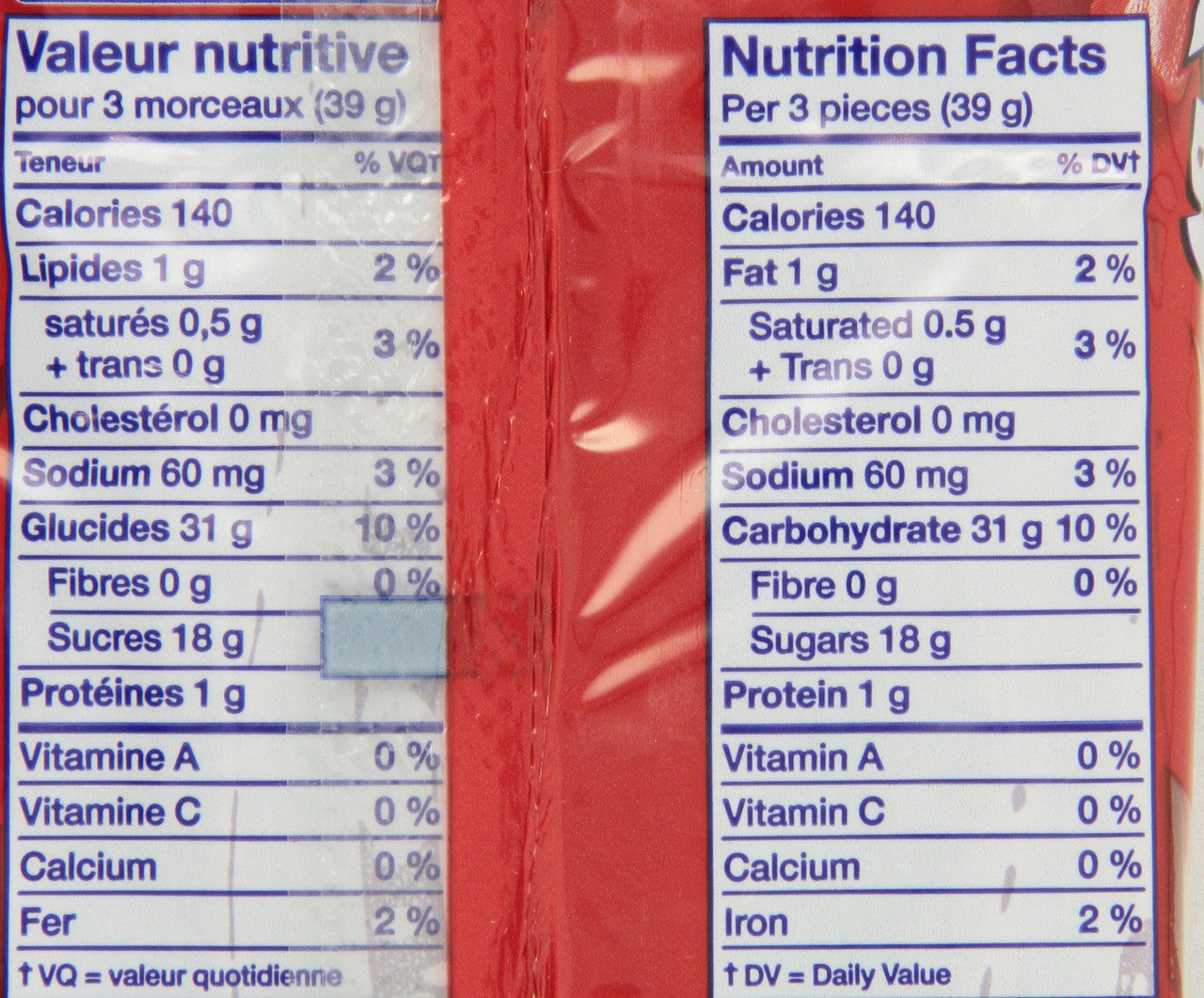 Twizzlers Super Nibs Cherry Flavored (400g /14oz per pack) Bag Nutrition Facts