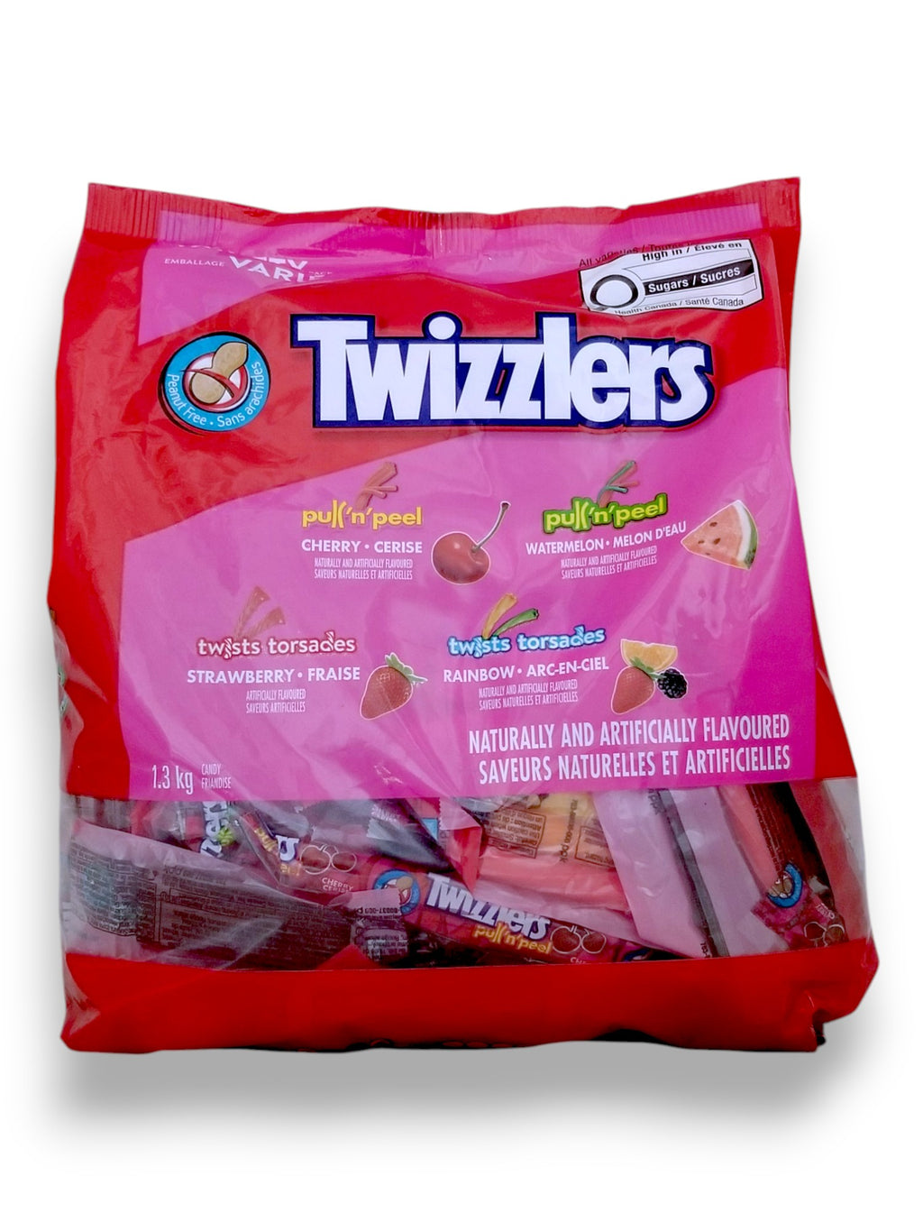 Twizzlers Assorted Gummy Mix, Variety Pack, 1.3kg/2.9 lbs. - Front Of Bag