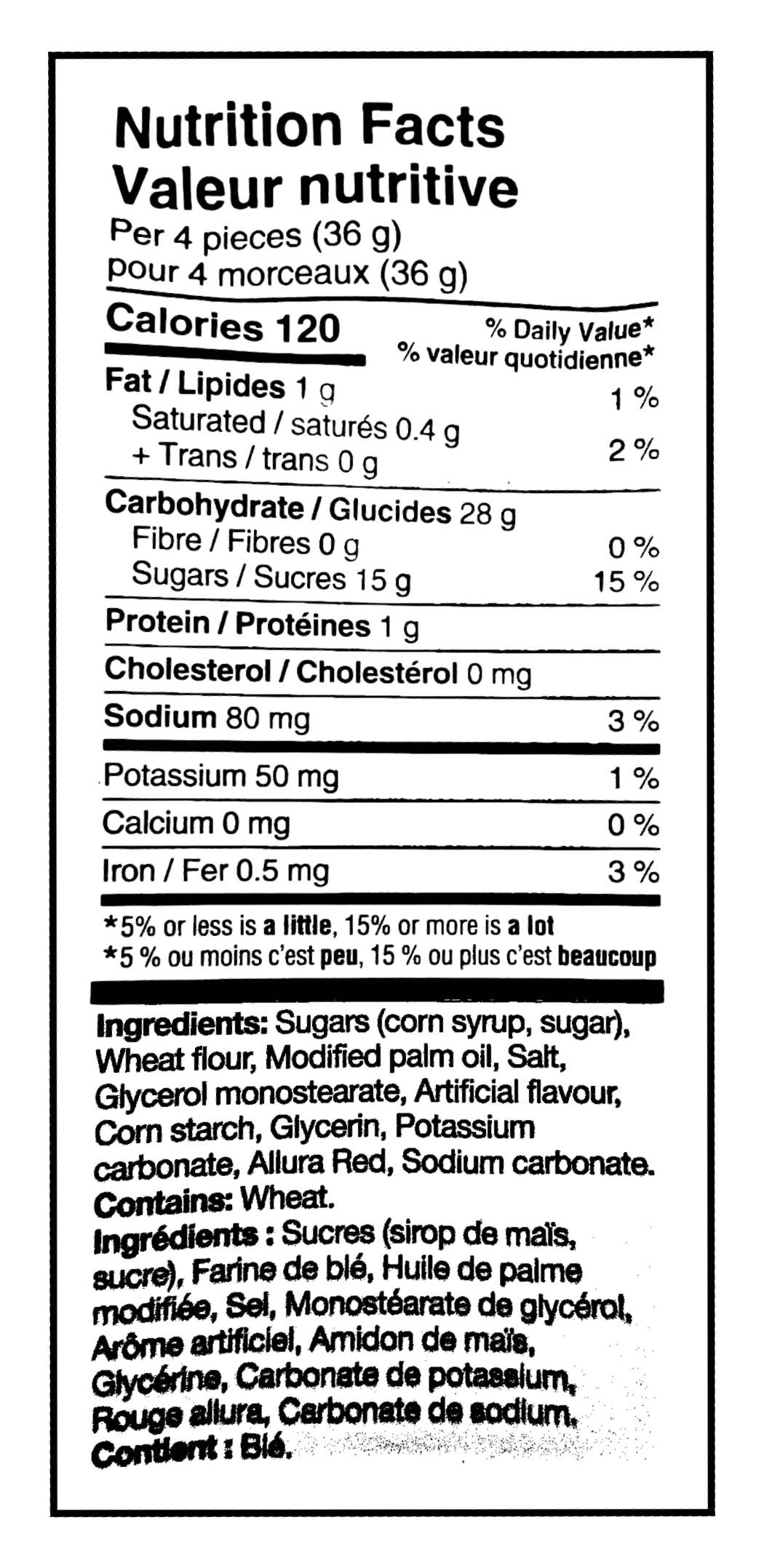Twizzlers Assorted Gummy Mix, Variety Pack, 1.3kg/2.9 lbs. - Strawberry Nutrition Facts & Ingredients Label