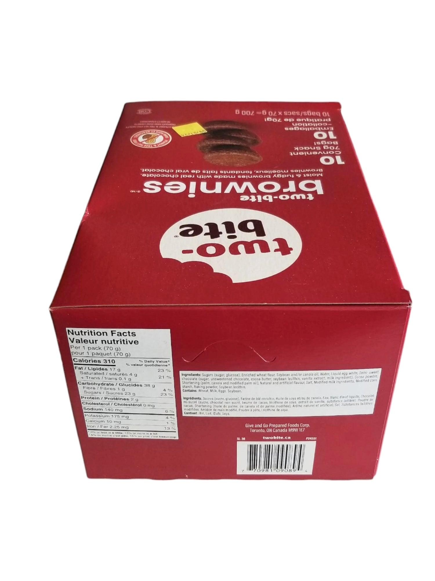 Original Two Bite Brownies, 10 x 70g Snack Bags, 700g/24.5 oz