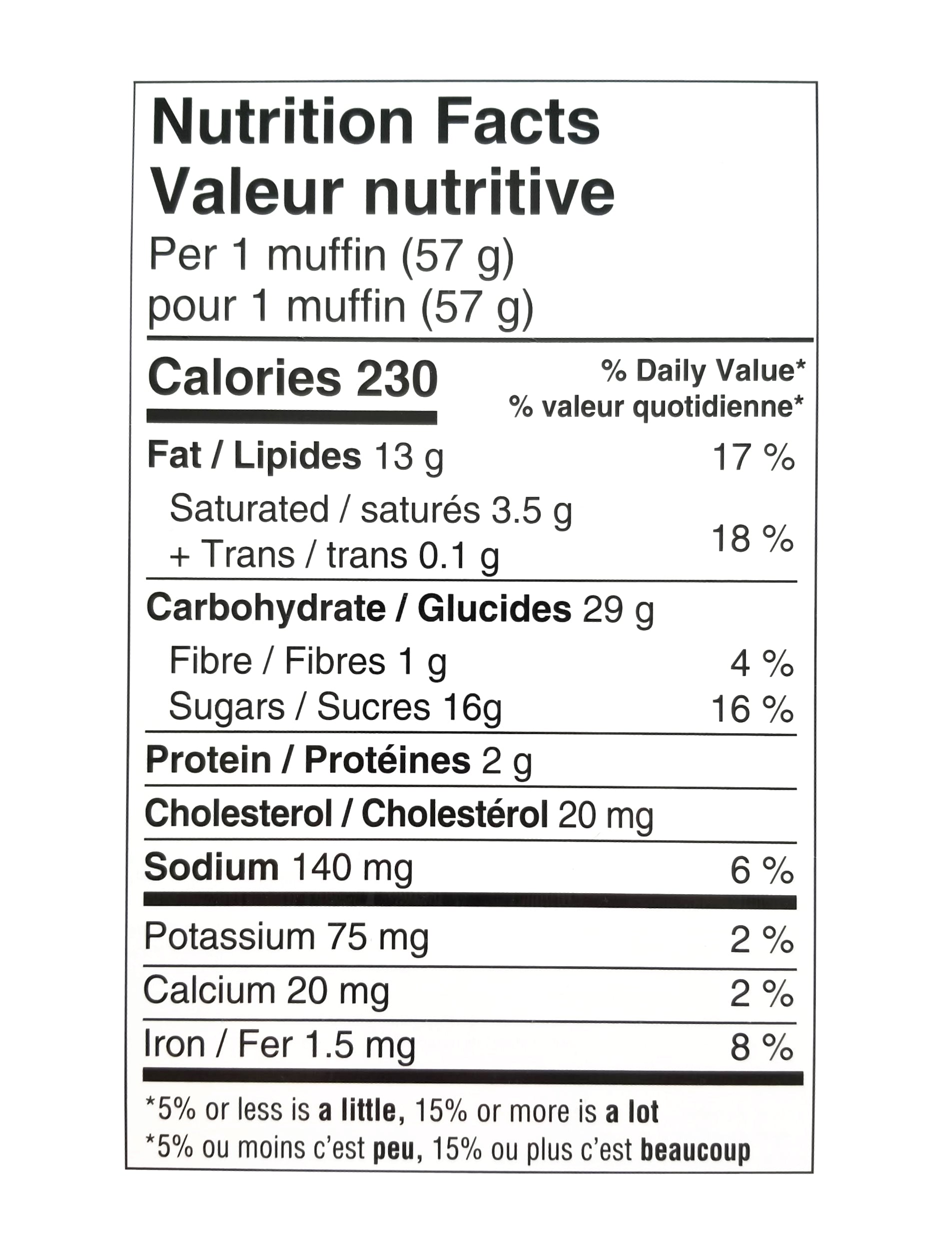 Two Bite Chips Ahoy! Muffins nutrition facts