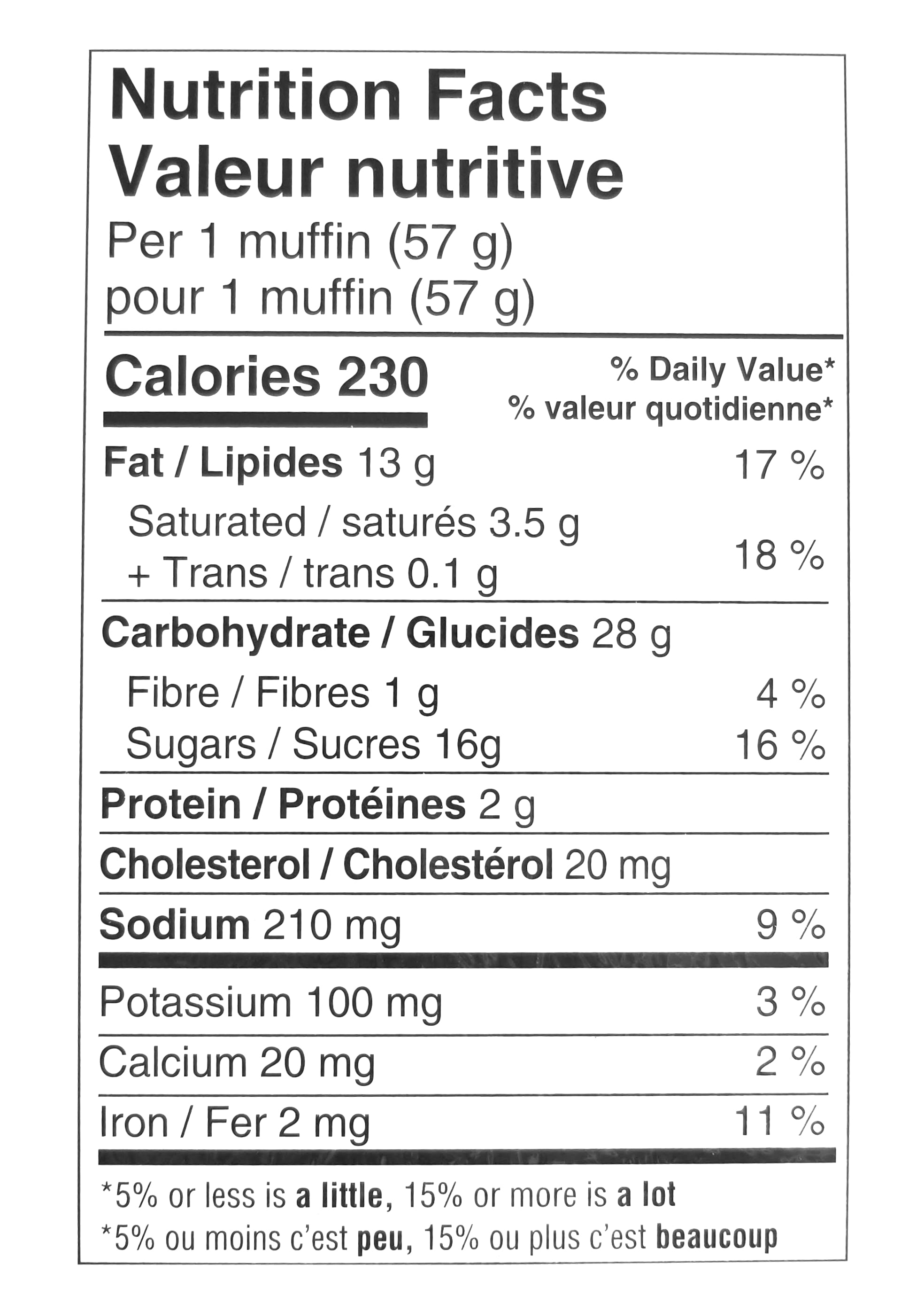 Two Bite Oreo Muffins nutrition facts