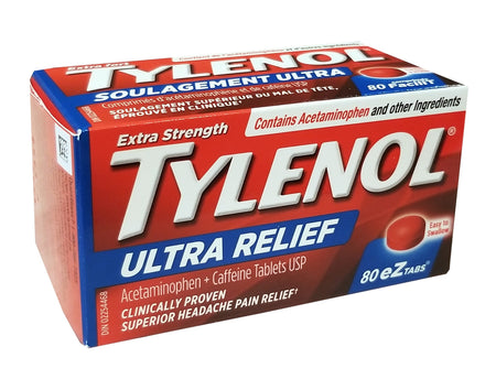 Tylenol Extra Strength Ultra Relief eZ 80 tabs, 500mg Acetaminophen{Imported from Canada}