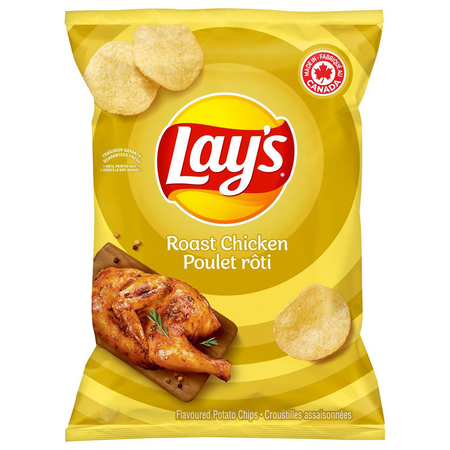 Lay's Potato Chips Roast Chicken Flavored Chips 66g/2.3 oz., Bag {Imported from Canada}