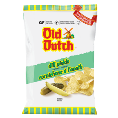 Old Dutch Dill Pickle Chips Single Serve - 40g/1.4 oz., Bag {Imported from Canada}